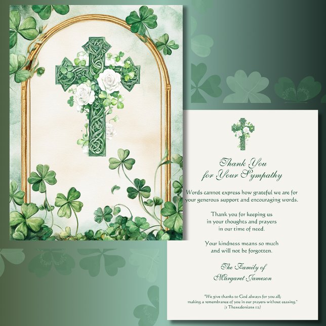 Carte De Remerciements Religious Catholic Irish Celtic Cross Condolence  (Créateur téléchargé)