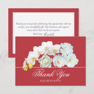 Carte De Remerciements Remerciement botanique Orchidée Rose Pivoine chic