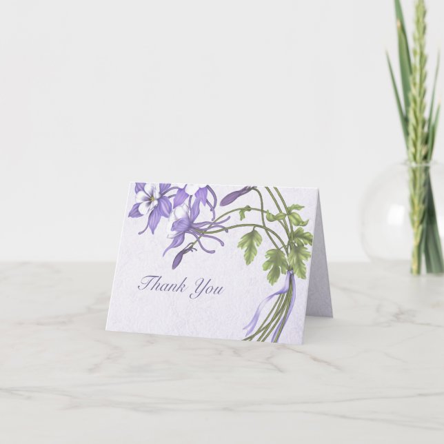Carte De Remerciements Remerciement Bouquet de Colombine (Devant)