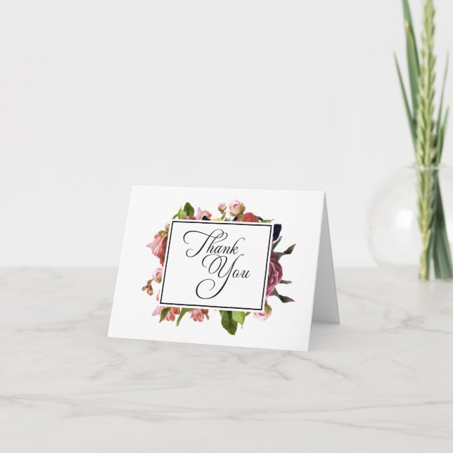 Carte De Remerciements Remerciement Bouquet Floral Rose (Devant)