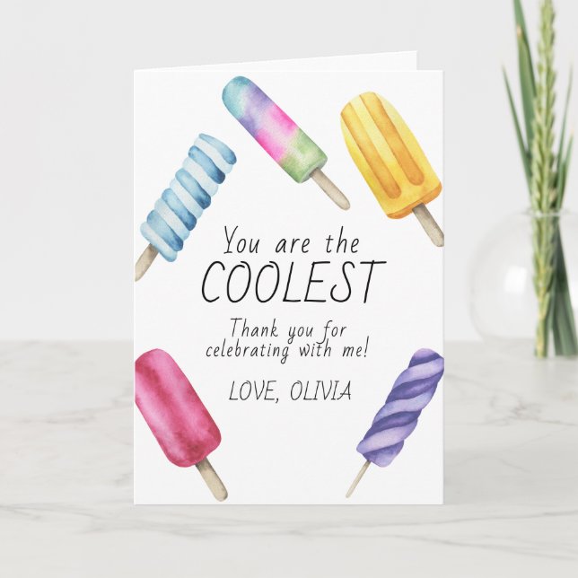 Carte De Remerciements Remerciement d'anniversaire pour Popsicle d'été à  (Devant)