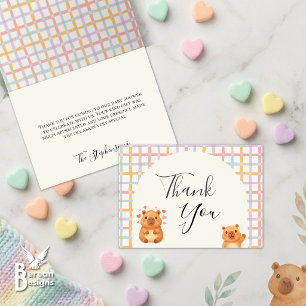 Carte De Remerciements Remerciement de Baby Shower au Capybara Aquarelle 