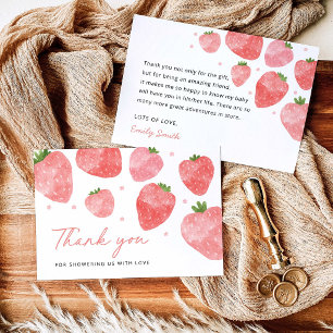 Carte De Remerciements Remerciement de Baby Shower aux Fraises Douces