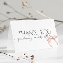 Remerciement de Baby Shower Coquette Blush Ruban R