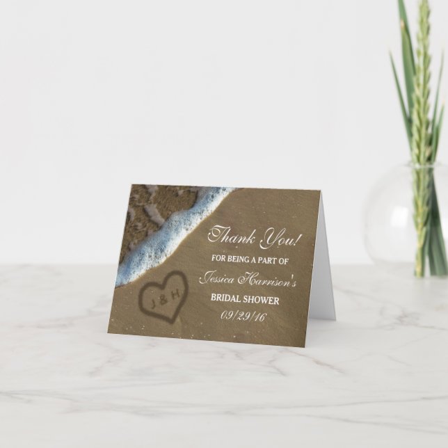 Carte De Remerciements Remerciement de Baby Shower de plage Heart In The  (Devant)