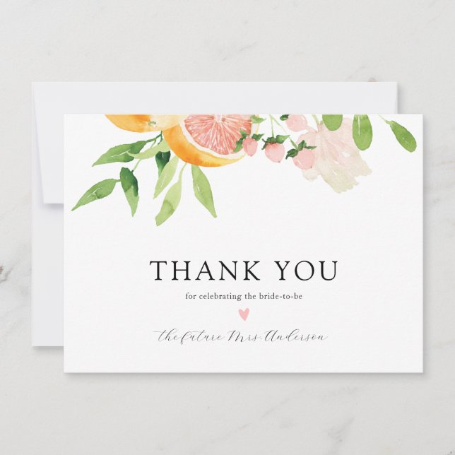 Carte De Remerciements Remerciement de Baby Shower Rose Citron pour Marié (Devant)