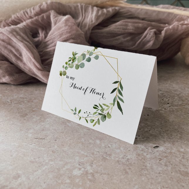 Carte De Remerciements Remerciement de Demoiselle d'Honneur aux Feuilles  (Créateur téléchargé)