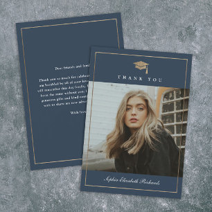 Carte De Remerciements Remerciement de fin d'études en or Script Classiqu