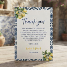 Remerciement de mariage à l'aquarelle au citron bl