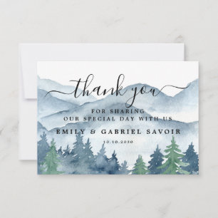 Carte De Remerciements Remerciement de mariage à l'aquarelle en forêt