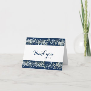 Carte De Remerciements Remerciement de mariage Baby's Breath Bleu et Blan