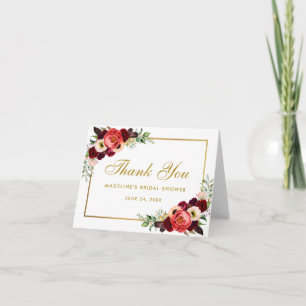 Carte De Remerciements Remerciement de mariage bohème floral Bourgogne