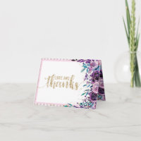 Remerciement de mariage Champagne Or Floral Violet