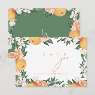 Carte De Remerciements Remerciement de mariage élégant Citrus Fleur d'Ora