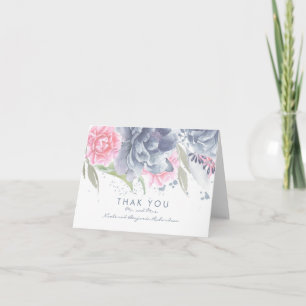 Carte De Remerciements Remerciement de mariage élégant floral aquarelle p