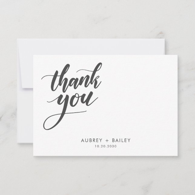 Carte De Remerciements Remerciement de mariage en calligraphie personnali (Devant)