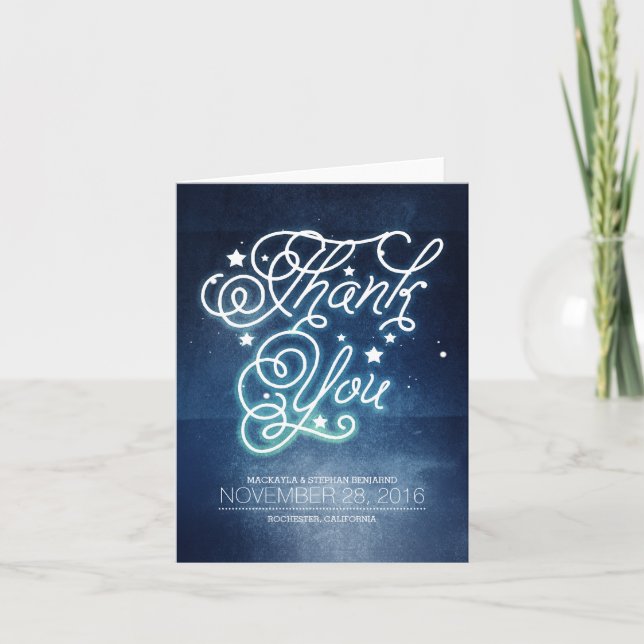 Carte De Remerciements Remerciement de Mariage Enchanté sous les Étoiles  (Devant)