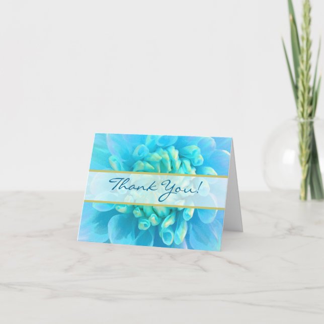 Carte De Remerciements Remerciement de mariage Fleur Bleue Turquoise (Devant)