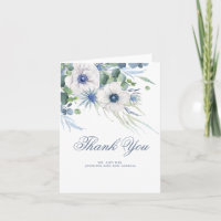 Remerciement de mariage floral de verdure bleu pou