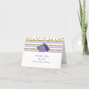 Carte De Remerciements Remerciement de mariage floral or et violet