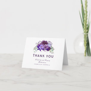 Carte De Remerciements Remerciement de mariage floral violet et pourpre p