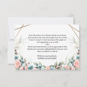 Carte De Remerciements Remerciement de mariage géométrique floral turquoi