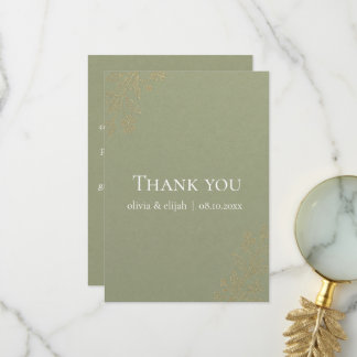 Carte De Remerciements Remerciement de mariage minimaliste Vert Sauge Or