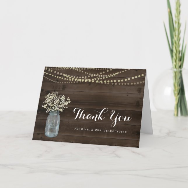 Carte De Remerciements Remerciement de mariage personnalisé - Rustique (Devant)