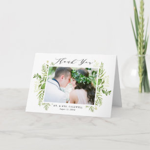 Carte De Remerciements Remerciement de mariage photo avec feuillage sauva