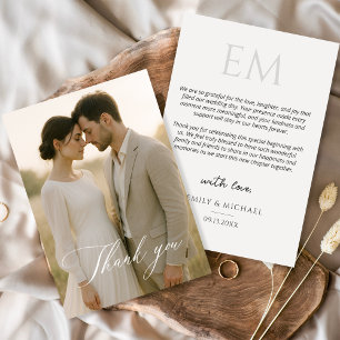 Carte De Remerciements Remerciement de mariage photo moderne minimaliste