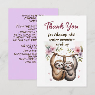 Carte De Remerciements Remerciement de mariage pour un couple de paresseu
