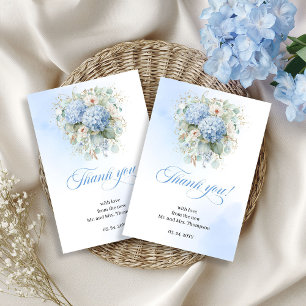 Carte De Remerciements Remerciement de mariage raffiné bleu floral eucaly