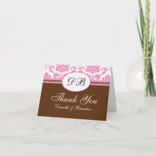Carte De Remerciements Remerciement de mariage rose et marron