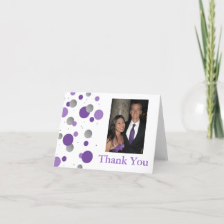 Carte De Remerciements Remerciement de mariage Violet Argent à pois