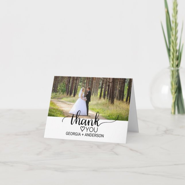 Carte De Remerciements Remerciement de photo de mariage en calligraphie n (Devant)