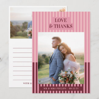 Carte De Remerciements Remerciement de photo de mariage moderne avec rayu