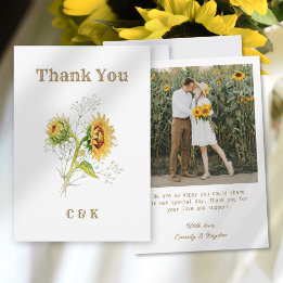 Carte De Remerciements Remerciement de photo de tournesol de campagne rus