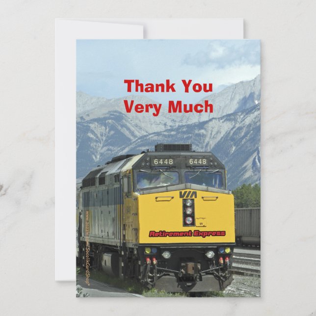 Carte De Remerciements Remerciement de retraite, Chemin de fer du Train J (Devant)