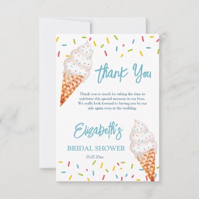 Carte De Remerciements Remerciement de shower de mariage de glace prise (Devant)
