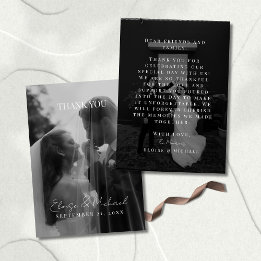 Carte De Remerciements Remerciement double face pour photo de mariage élé