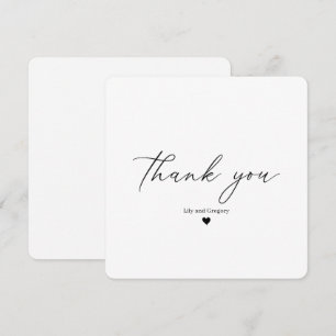 Carte De Remerciements Remerciement élégant en écriture noire avec cœur