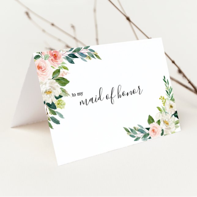 Carte De Remerciements Remerciement Élégant Floral de Demoiselle d'Honneu (Créateur téléchargé)