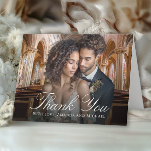Carte De Remerciements Remerciement élégant pour photo de mariage