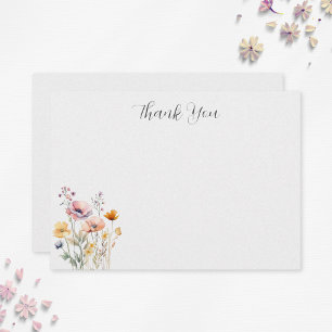 Carte De Remerciements Remerciement Floral Aquarelle Minimaliste