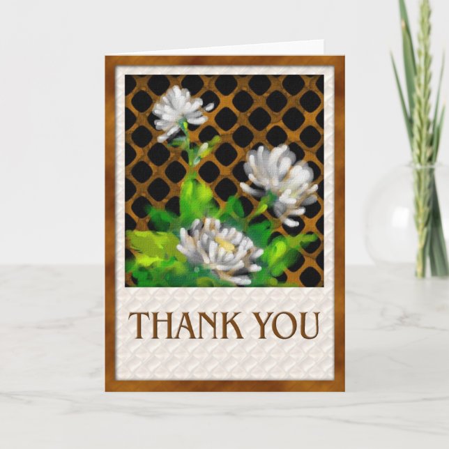 Carte De Remerciements Remerciement floral de verdure rustique avec margu (Devant)