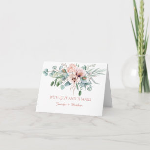 Carte De Remerciements Remerciement Floral Pivoines Pavots Ivoire Rose Te