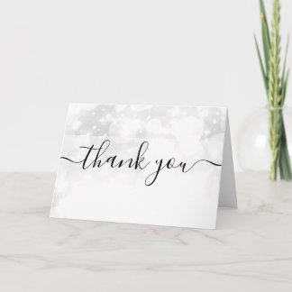 Carte De Remerciements Remerciement personnalisé Mariage Blanc Bokeh