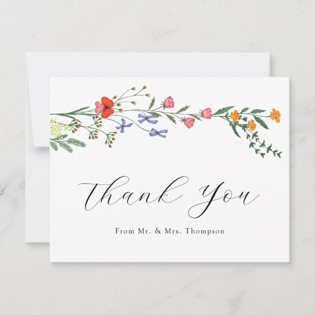 Carte De Remerciements Remerciement plat pour mariage dans un jardin secr (Devant)