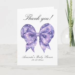 Carte De Remerciements Remerciement pour Baby Shower à pois et nœud en aq