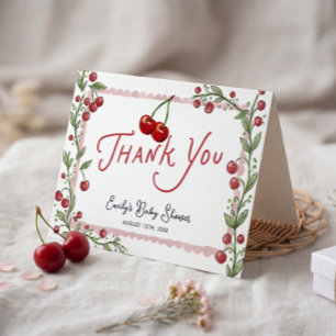 Carte De Remerciements Remerciement pour Baby Shower Cerise